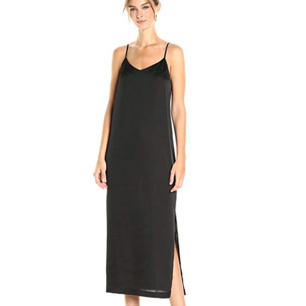 Kensie Black Midi Satin Slip Dress